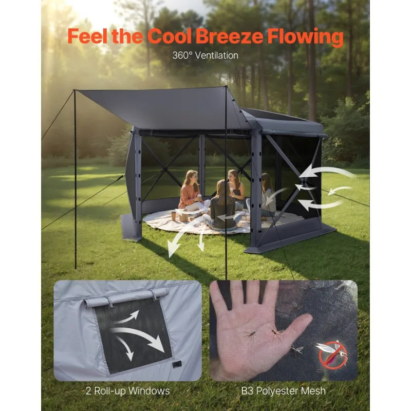 Screen Top Mesh - Carpa Gazebo de 12x12 pies con