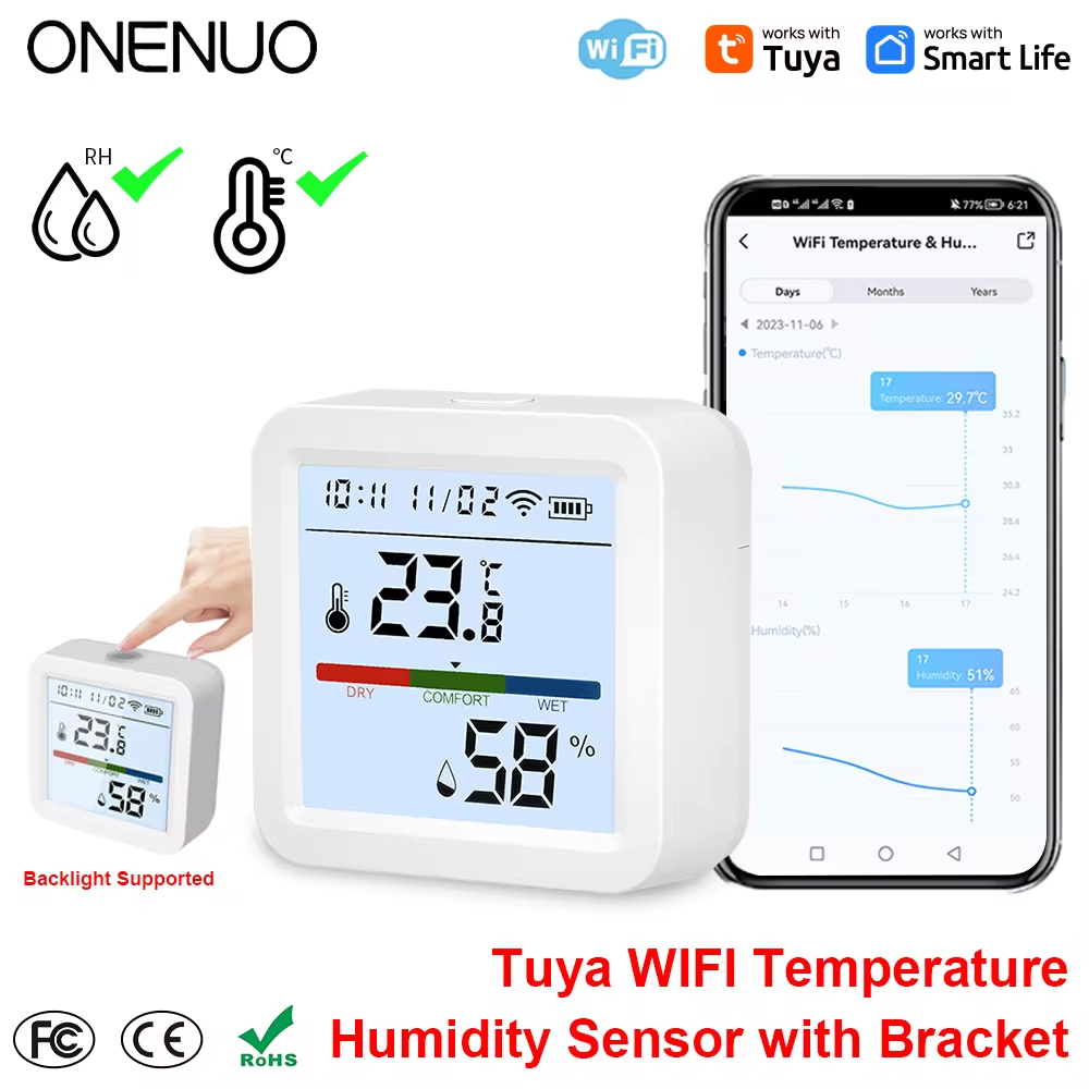 ONENUO Tuya WIFI Sensor de tem - Digital Hygrometer Probe reseña y precio